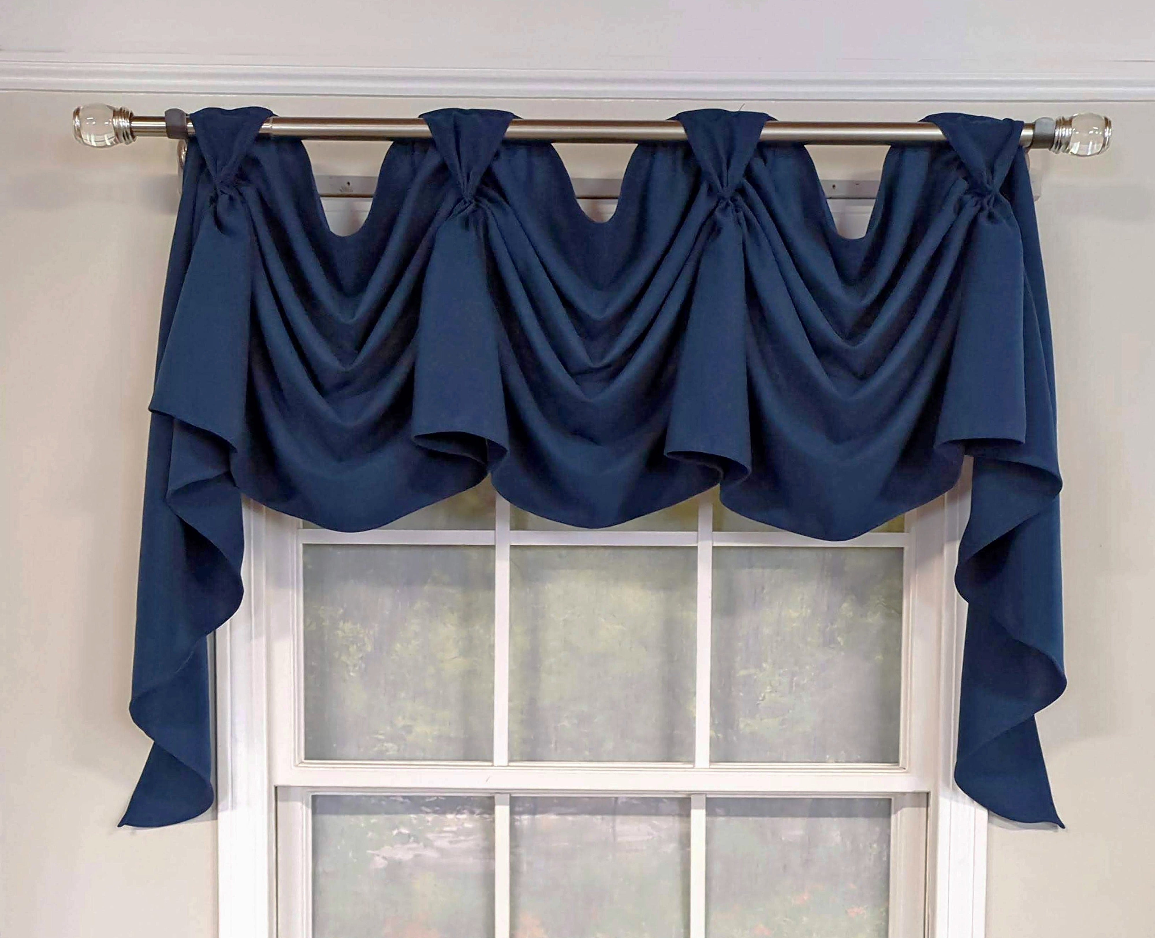 Navy Cotton Victory Swag Valance