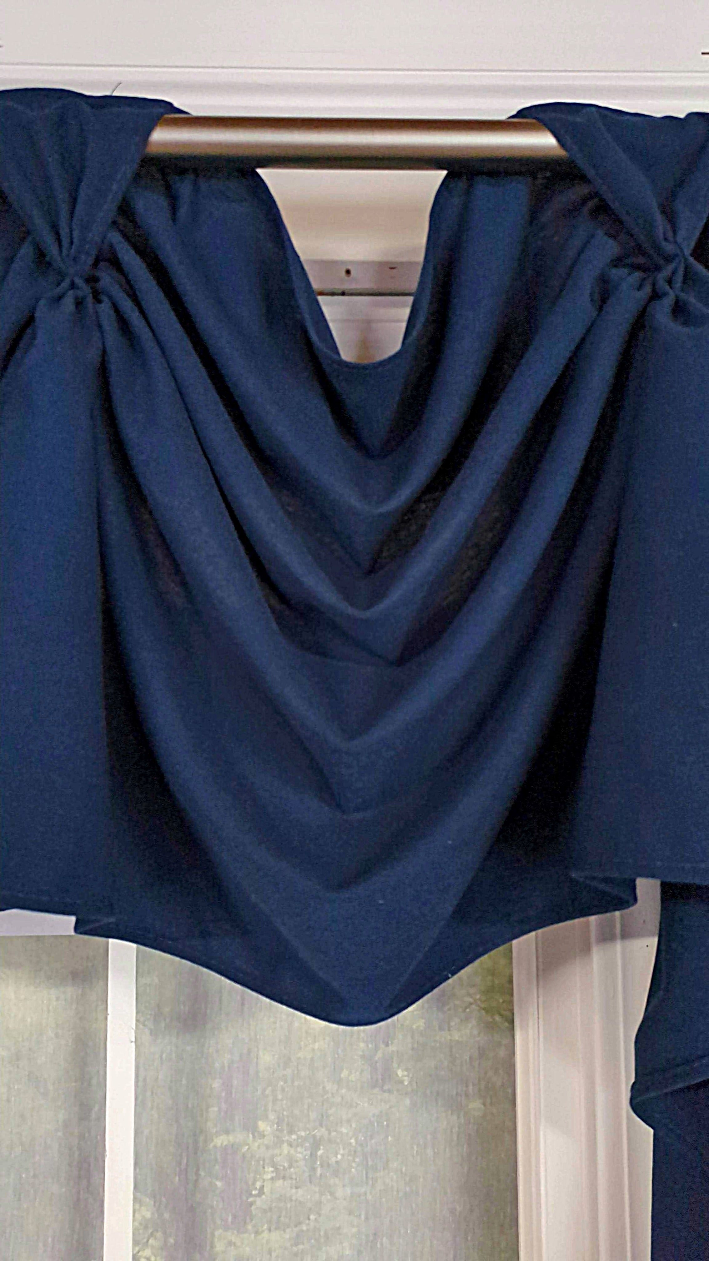Navy Cotton Victory Swag Valance