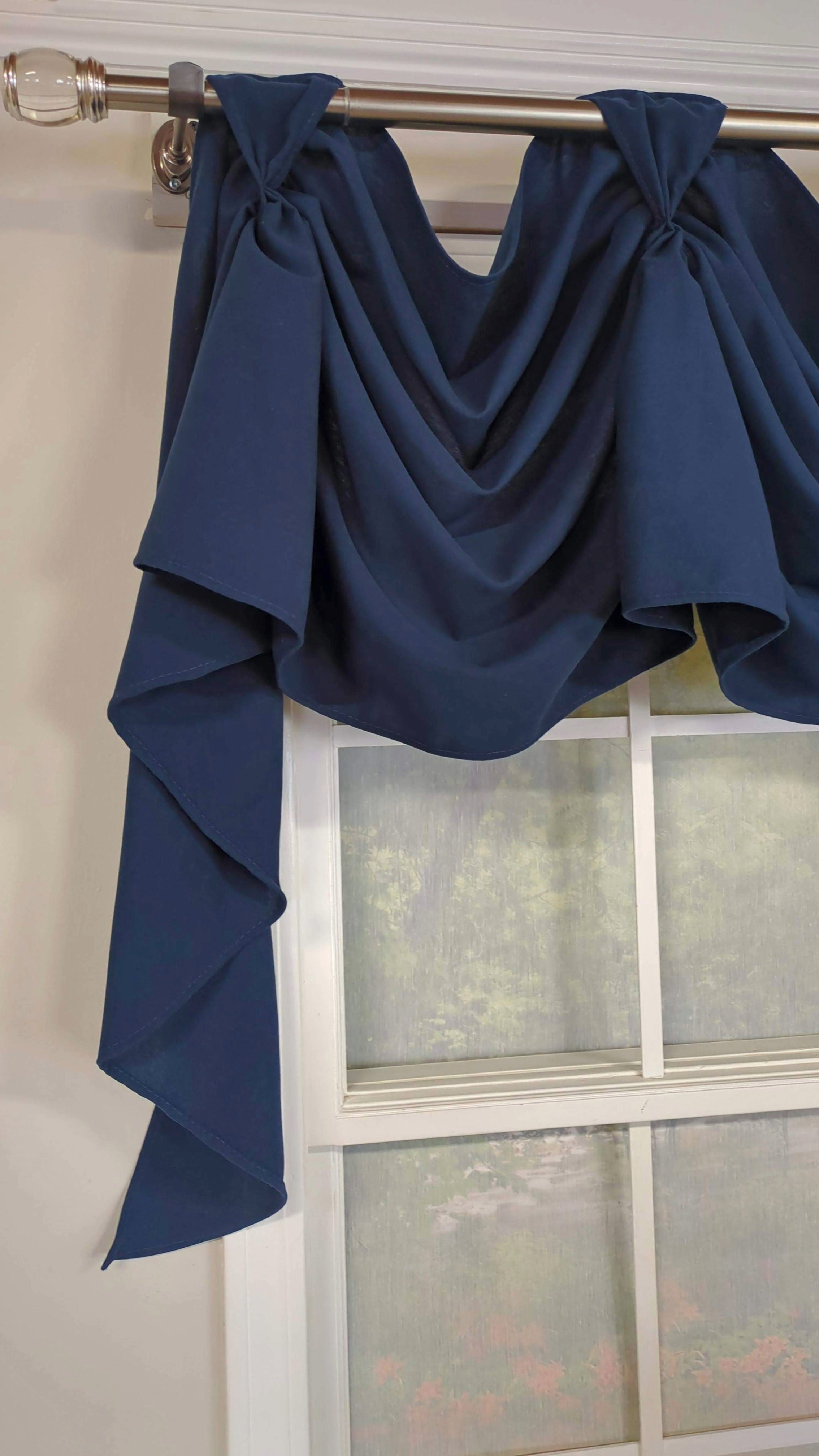 Navy Cotton Victory Swag Valance