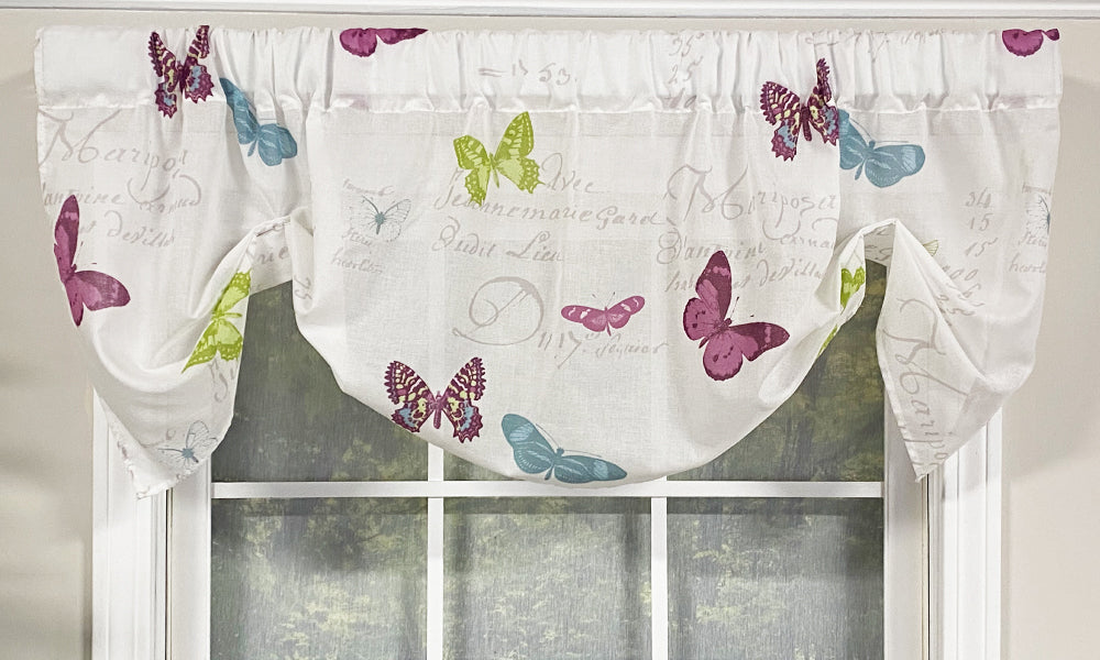 Butterfly Toile Handkerchief Valance