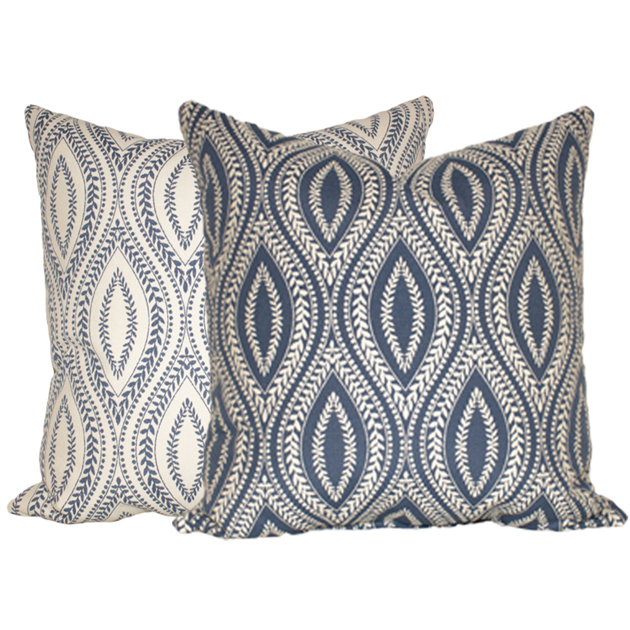 blue and white pillow, reversible pillow, throw pillow