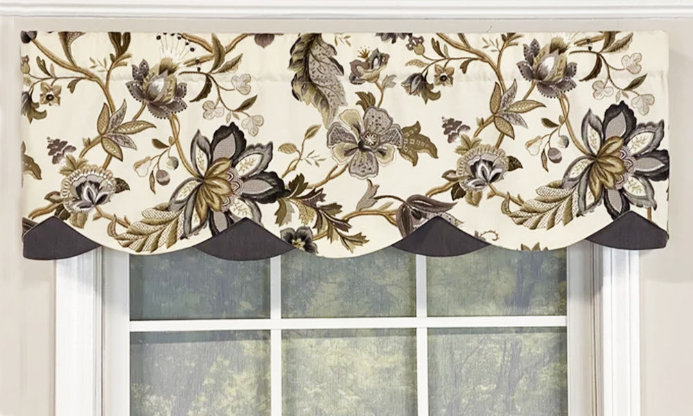 Azahar Petticoat Valance, Petticoat Window Treatment, Hartford CT Window Treatment Company, Custom Window Treatments, Kitchen Curtains for Sale, Designer Curtains for Sale, Valance Curtains, Floral Window Treatments