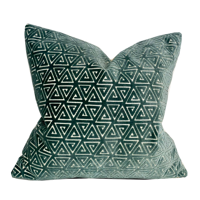 Cairo Greek Key Velvet Cut Pillow Cover