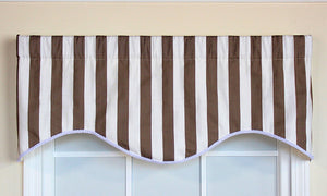 Awning Stripe Valance Curtains, Awning Stripe Window Treatment, Custom Window Treatments, Designer Curtains for Sale Kitchen Curtains for Sale