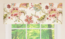 Load image into Gallery viewer, Our British Floral Straight Valance embraces detailed Jacobean floral print in eye-catching blue or rose colors. The versatility of this tailored style will enhance your sophisticated decor. For a layered effect at the window add a pair of matching British Floral Rod Pocket Panels beneath. 