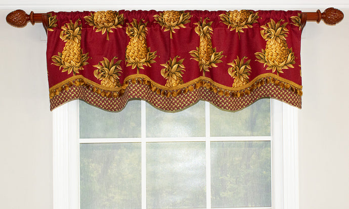 Pineapple Valance, Pineapple Novelty Valance, Designer Window Treatments, Kitchen Curtains for Sale, Valance Curtains, Window Treatment Company